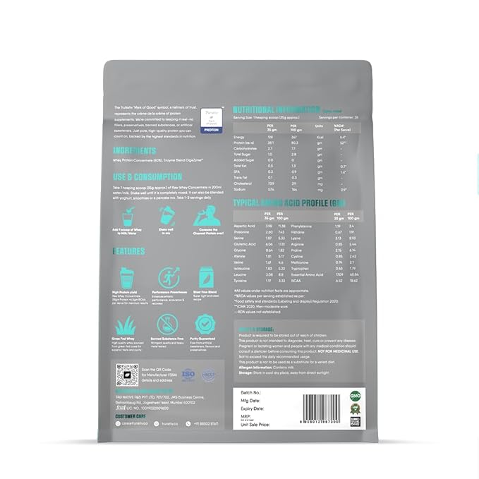 TruNativ Raw Whey Protein Concentrate Powder