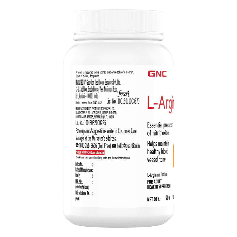 GNC L- Arginine 1000mg-(90 tablets)