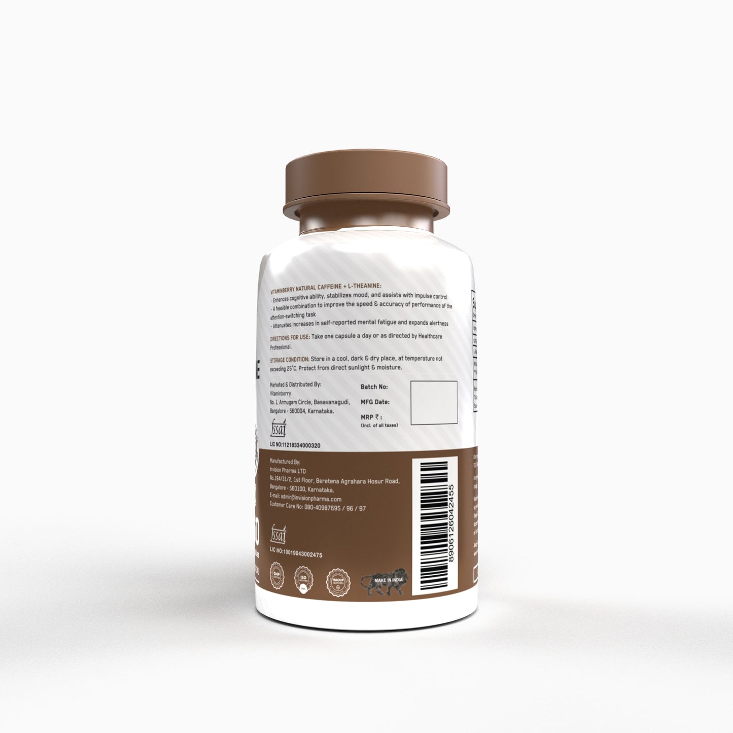 Vitaminberry Natural Caffeine + L-Theanine Capsules