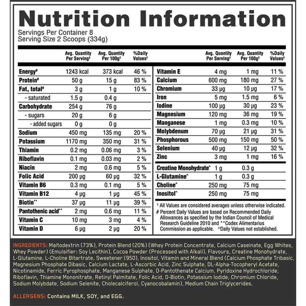 Optimum Nutrition (ON) Serious Mass Weight Gainer Powder - Vitaminberry.com