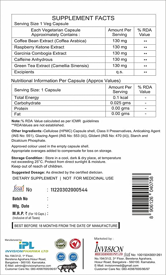 Invision Just Slim thermogenic fat loss capsules