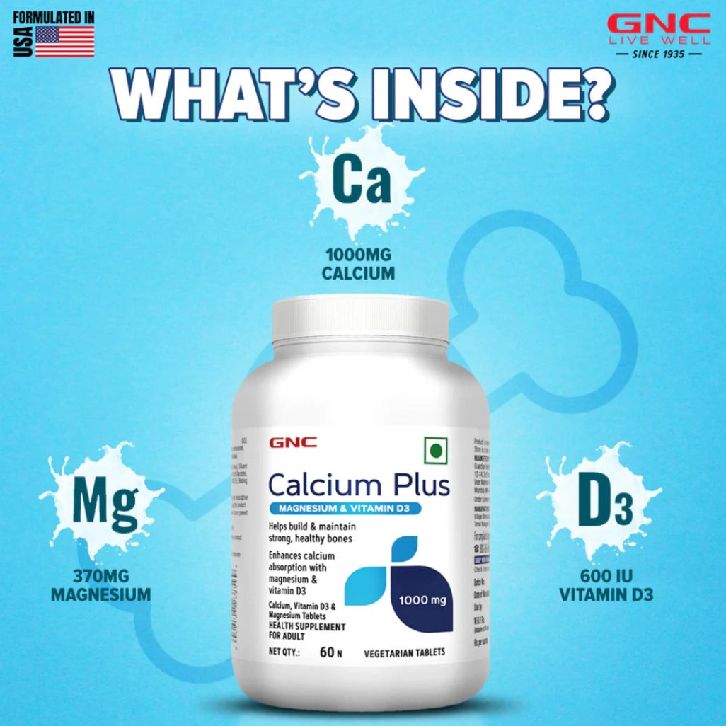 GNC Calcium Plus 1000mg with Magnesium and Vitamin D3