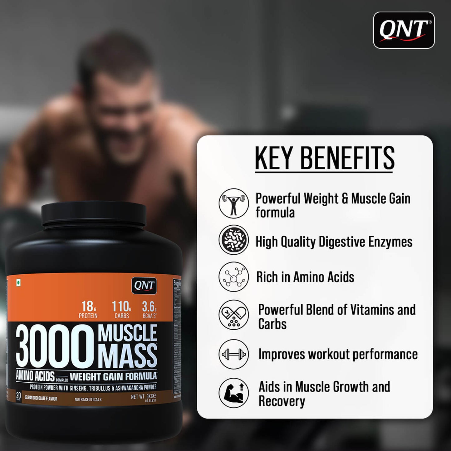 QNT Muscle Mass 3000 Weight Gainer