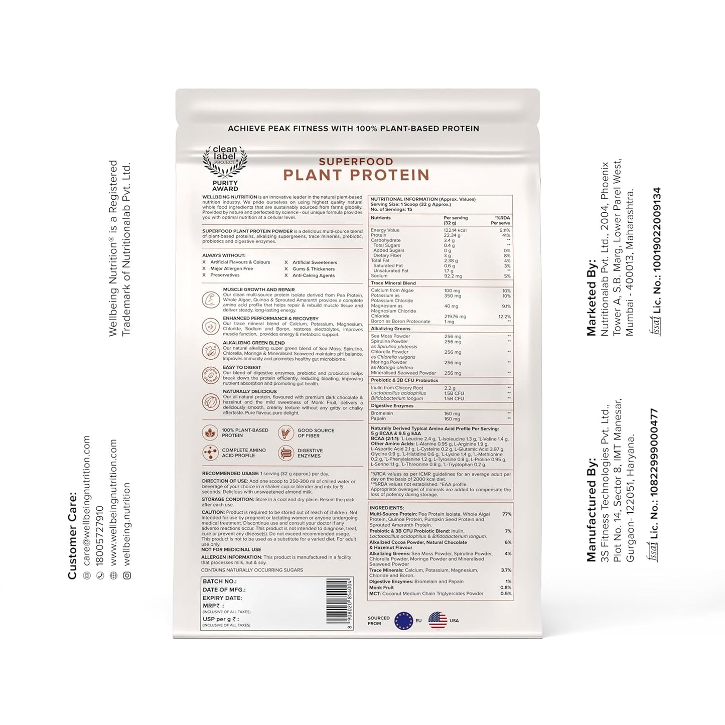 Wellbeing Nutrition Organic Vegan Plant Protein Isolate