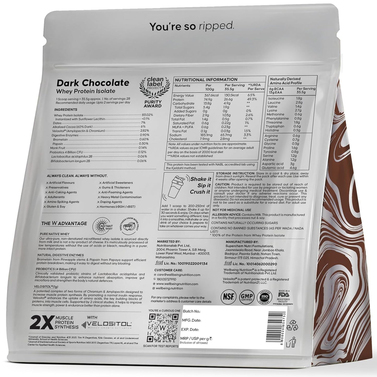 Wellbeing Nutrition Clean Whey Protein Isolate
