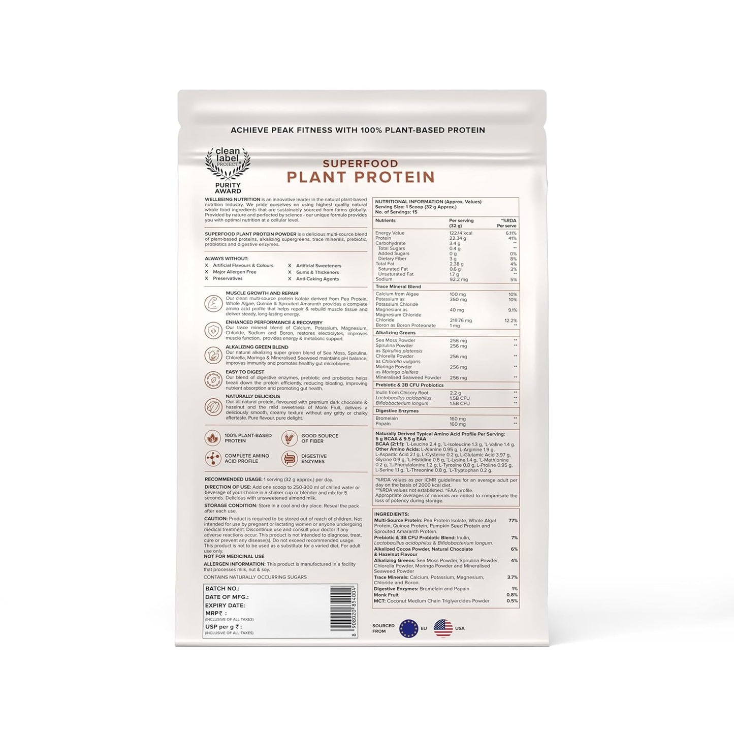 Wellbeing Nutrition Organic Vegan Plant Protein Isolate