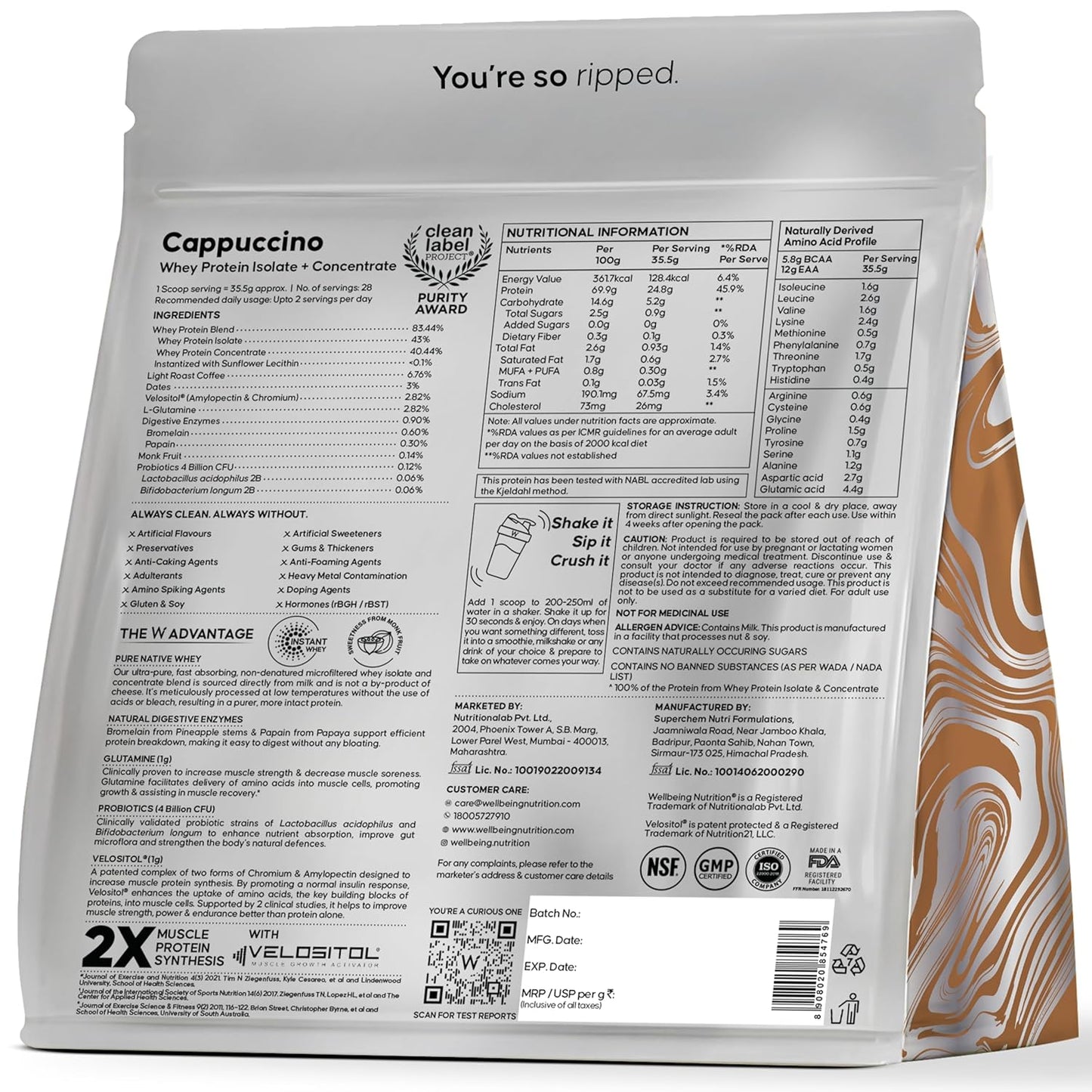 Wellbeing Nutrition Clean Whey Protein Isolate & Concentrate