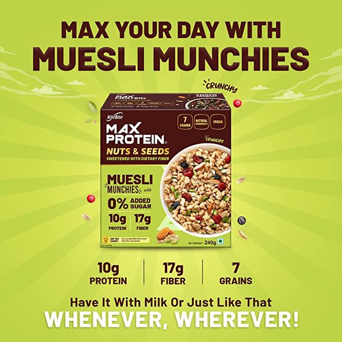 RiteBite Max Protein Muesli Munchies Nuts & Seeds - Vitaminberry.com